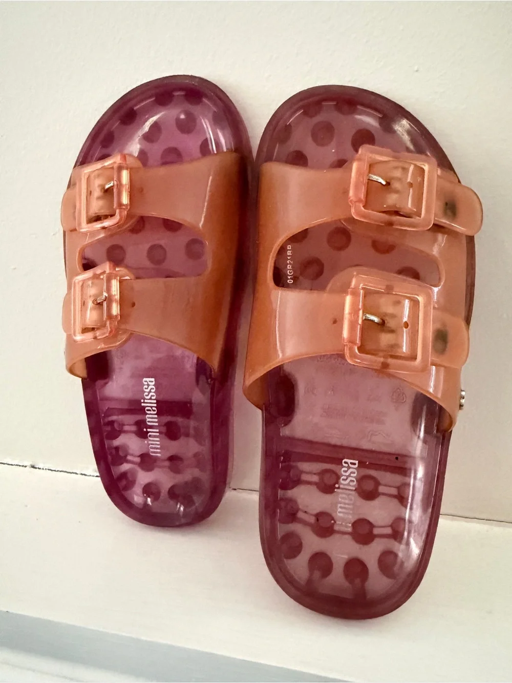 Mini Melissa Jelly Slides Pink Buckle Sandals size 13
